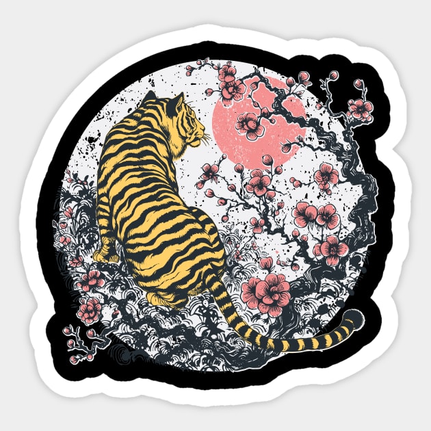 Japanese Tiger Sakura Sticker by Carlos's Store 4
